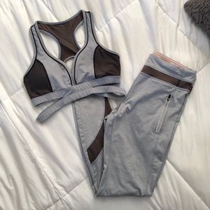 Forever 21 Gray Mesh Sports Bra & Leggings Set